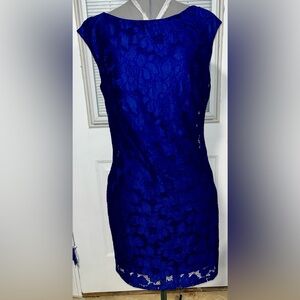 Chaps Royal Blue Lace Mini Dress